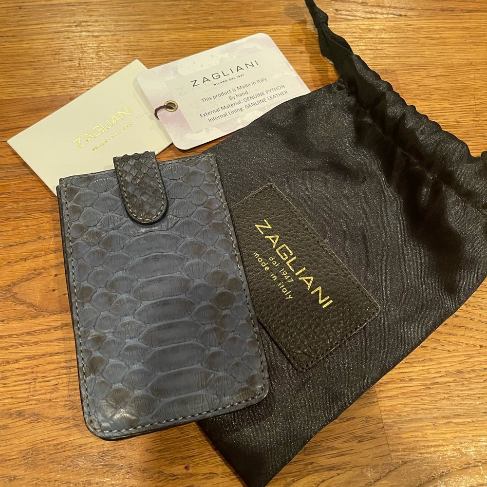 Zagliani Python Leather Credit Card Case - image 5